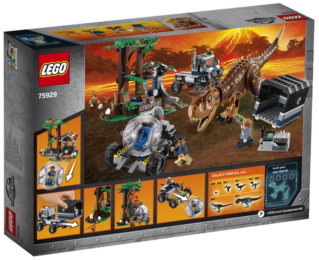 jurassic world lego carnotaurus gyrosphere escape