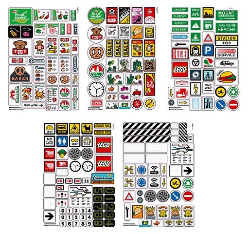 2019 LEGO Xtra Accessories 853921 Brick Stickers 12 Pcs 5 Sticker Sheets for sale online
