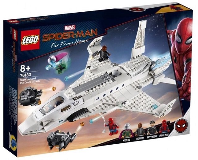 lego spider man far from home stark jet and drone attack